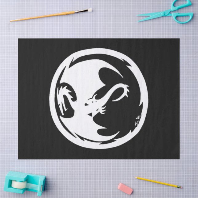 White Dragon black tissue paper large (Craft)