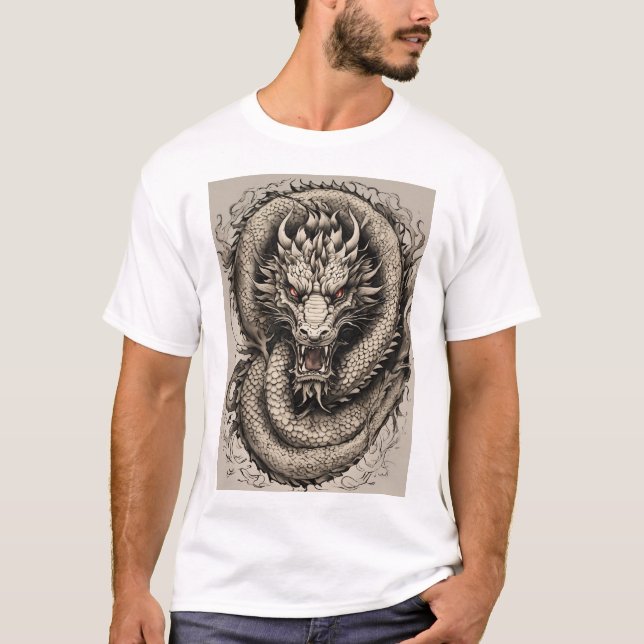 "White Dragon Elegance Tee" T-Shirt (Front)