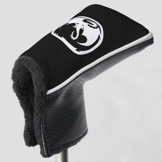 White Dragon golf club putter head cover (3/4 Front)