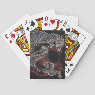 "White Dragon, Red Moon" Playing Cards