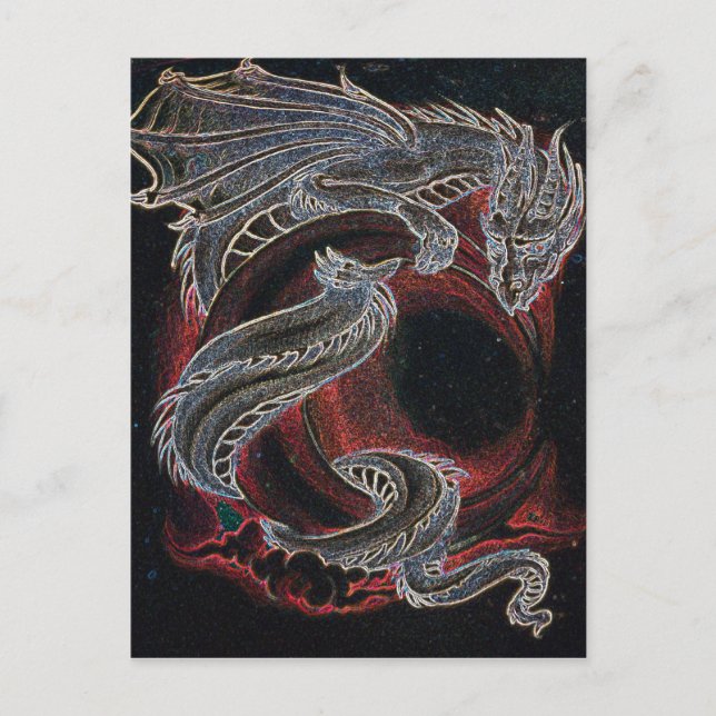 White Dragon Red Moon Postcard (Front)