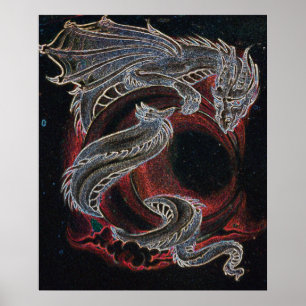 White Dragon Red Moon Poster