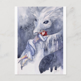 White Dragon Rider Postcard