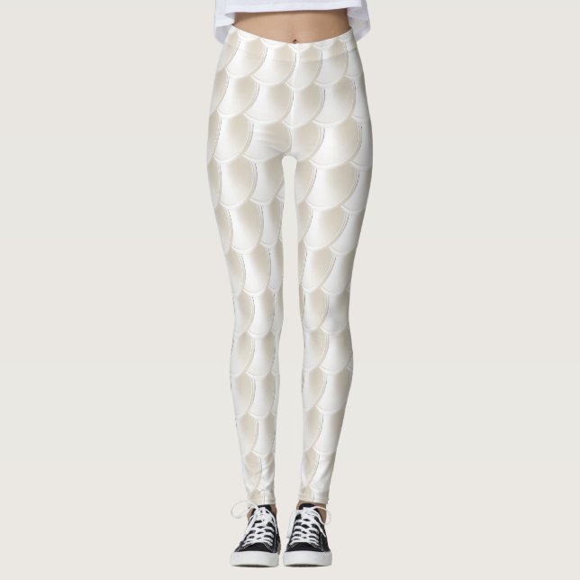 White Dragon Scale Cosplay Leggings (Front)
