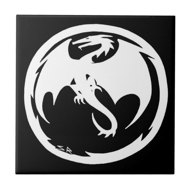 White Dragon small tile (Front)