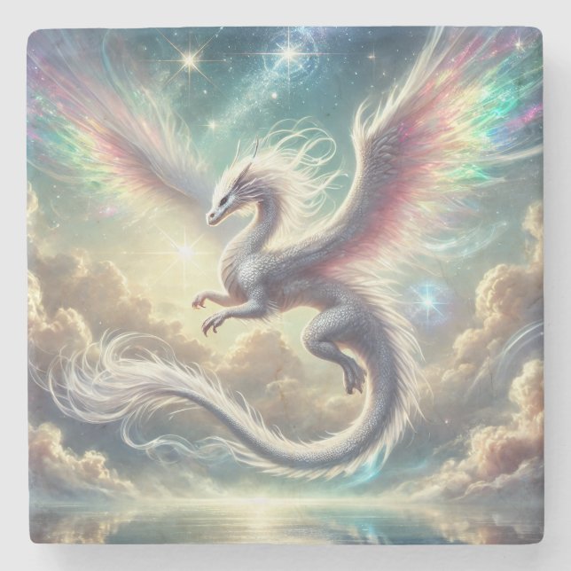 White Dragon Stone Coaster (Front)