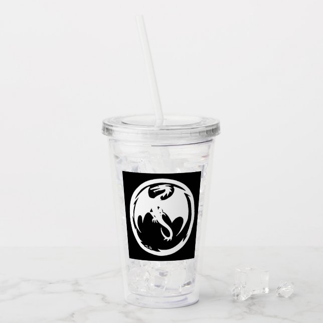 White Dragon white clear acrylic tumbler (Front Ice)