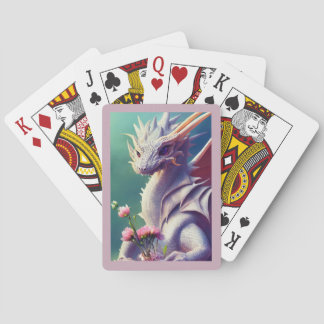 White Dragon with Flowers Playing Cards