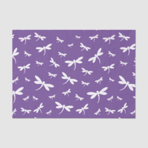 White Dragonflies Pattern - Customisable BG Colour Tissue Paper