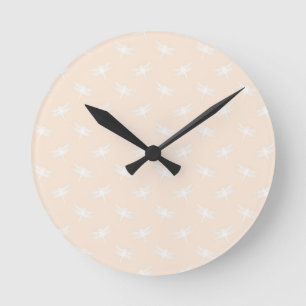 White Dragonfly Odonata Flying Insect Pastel Round Clock