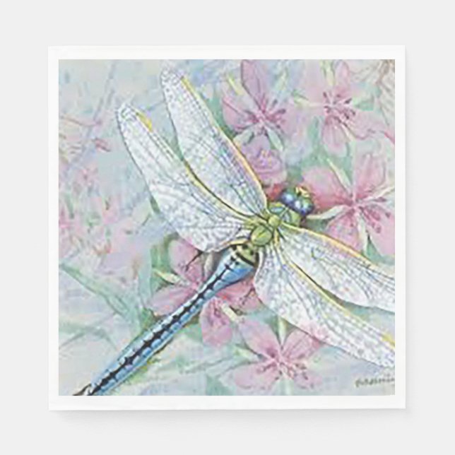 “White Dragonfly”  Paper  Napkin (Front)