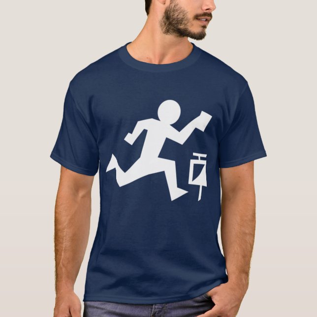 White drawing orienteering boy T-Shirt (Front)
