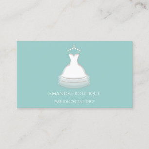 White Dress Logo Fashion Wedding Event Aqua Business Card