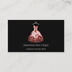 White Dress Logo Fashion Wedding Event Red Black Business Card