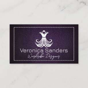 White Dress Logo   Purple Fabric Business Card
