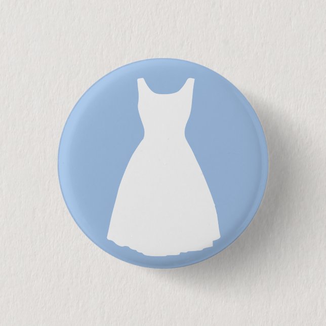 White Dress on Light Blue Button (Front)
