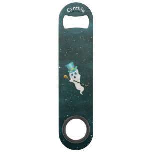 White Dressed up Ghost Night Sky Hat Skull Cane