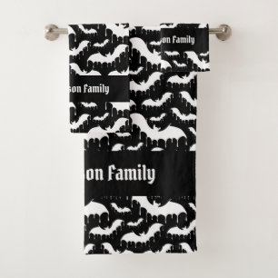 White Dripping Bat Gothic Goth Vampire Family Bath Towel Set