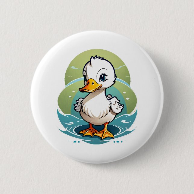 white-duck 6 cm round badge (Front)