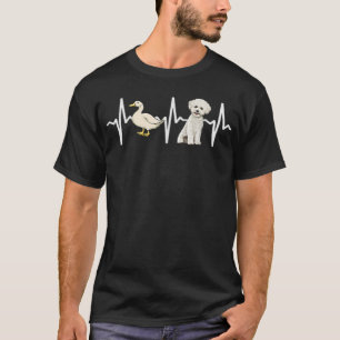 White Duck Bichons Frise Heartbeat Dog Lover  T-Shirt