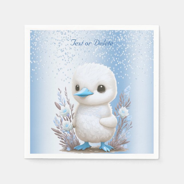 White Duck Blue Floral Napkins (Front)