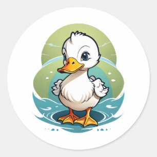 white-duck classic round sticker