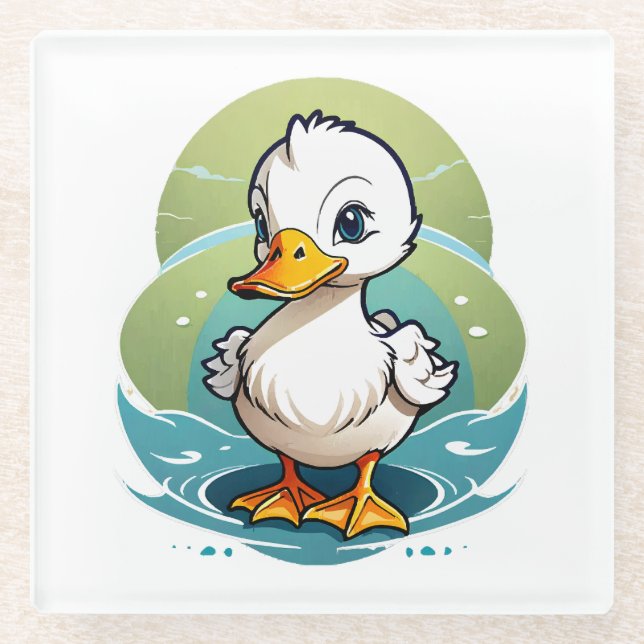white-duck glass coaster (Front)