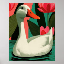 White Duck Lotus Pond Botanical Wall Art