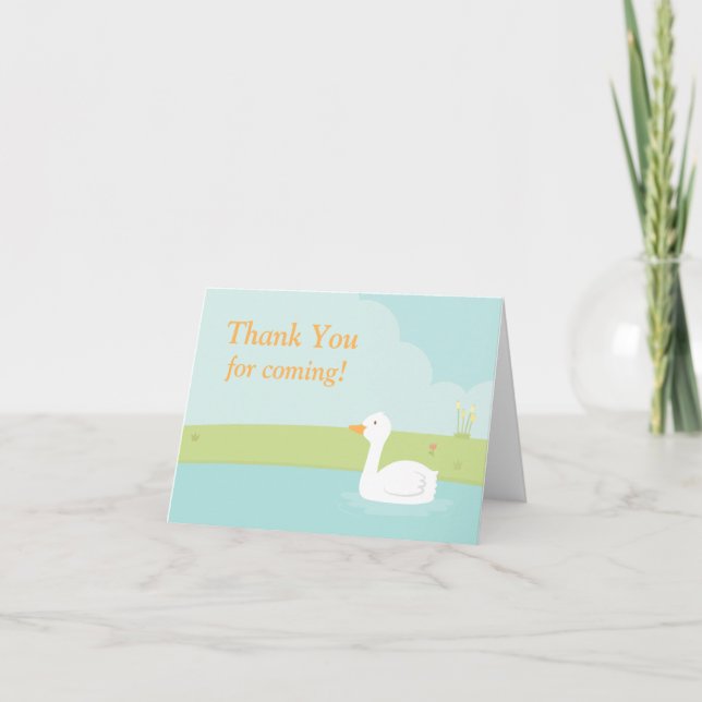 White Duck Party Thank You Note Card (Front)