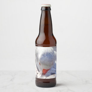 White Duck Preening Art Beer Bottle Label