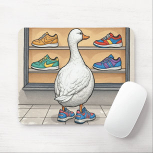 White Duck Shopping For Sneakers Mouse Mat
