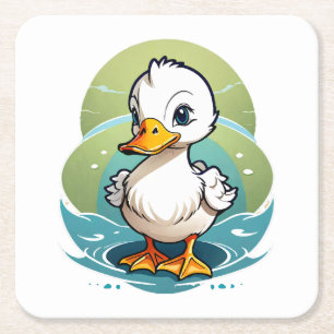 white-duck square paper coaster