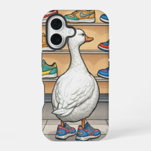 White Duck Window Shopping For Sneakers iPhone 16 Case