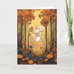 White Duck Wishing Child a Happy Birthday Card
