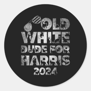 White Dude For Harris Kamala Harris 2024 President Classic Round Sticker