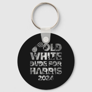 White Dude For Harris Kamala Harris 2024 President Key Ring