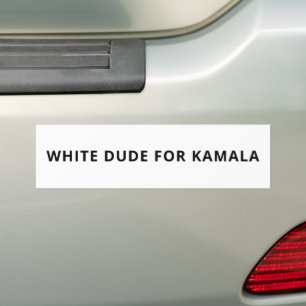 White dude for Kamala funny simple black white Bumper Sticker