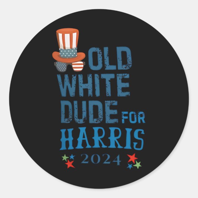White Dude For Kamala-harris President 2024  Classic Round Sticker (Front)