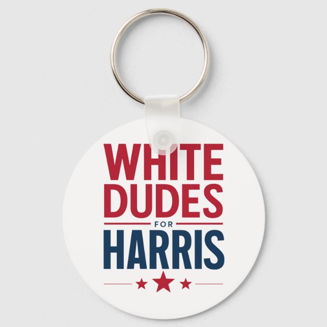 White Dudes For Harris Election Kamala Harris 2024 Key Ring (Front)