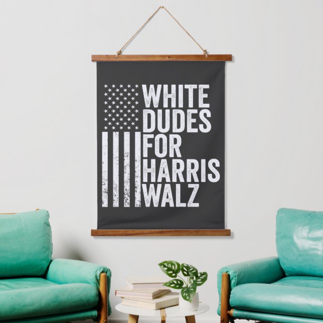 White Dudes For Harris Walz American Flag Election Hanging Tapestry (Living Room)