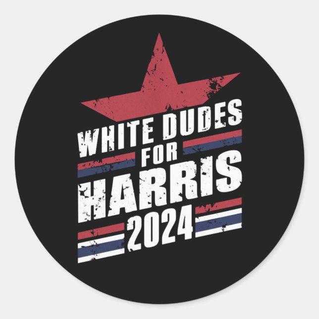 White Dudes For Kamala Harris 2024 Classic Round Sticker (Front)