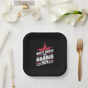 White Dudes For Kamala Harris 2024 Paper Plate
