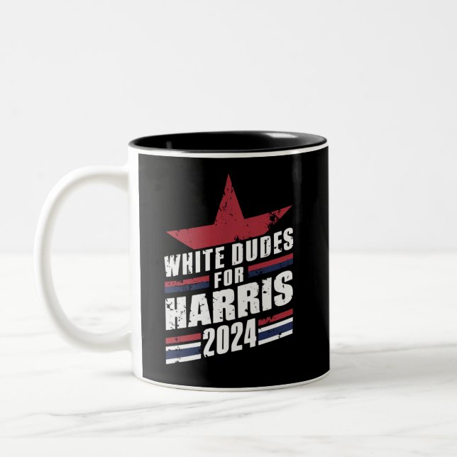 White Dudes For Kamala Harris 2024 Two-Tone Coffee Mug (Left)