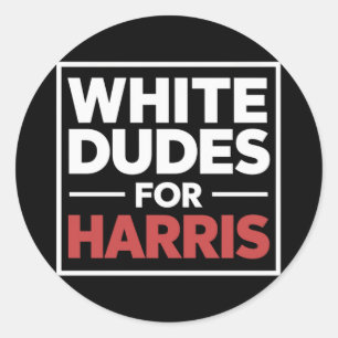 White Dudes For Kamala-Harris For 2024 President Classic Round Sticker