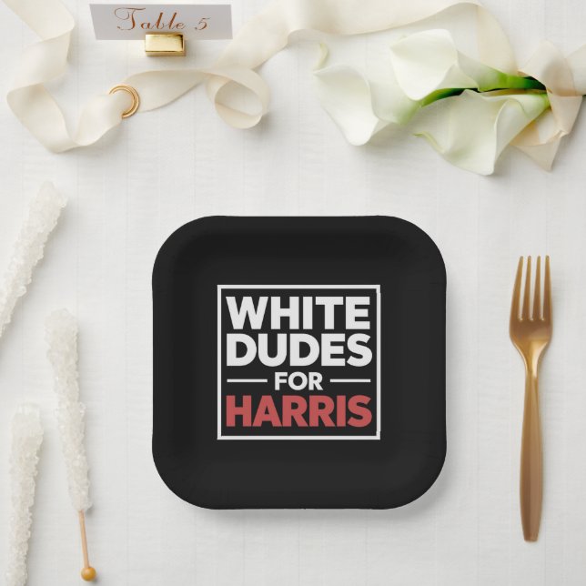 White Dudes For Kamala-Harris For 2024 President Paper Plate (Wedding)
