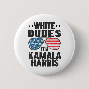 White Dudes For Kamala Harris Sungles Usa  6 Cm Round Badge