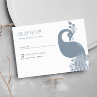 White dusty blue royal peacock elegant RSVP