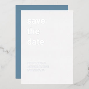 White Dusty Blue Save the Date Silver