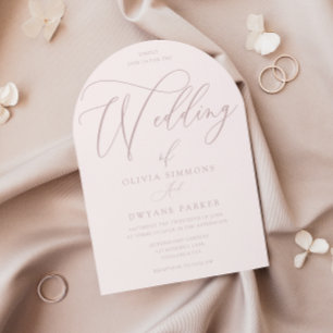 White & Dusty Pink Modern Arch Wedding Invitation