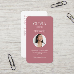 White / Dusty Pink Photo Social QR Code Business Card